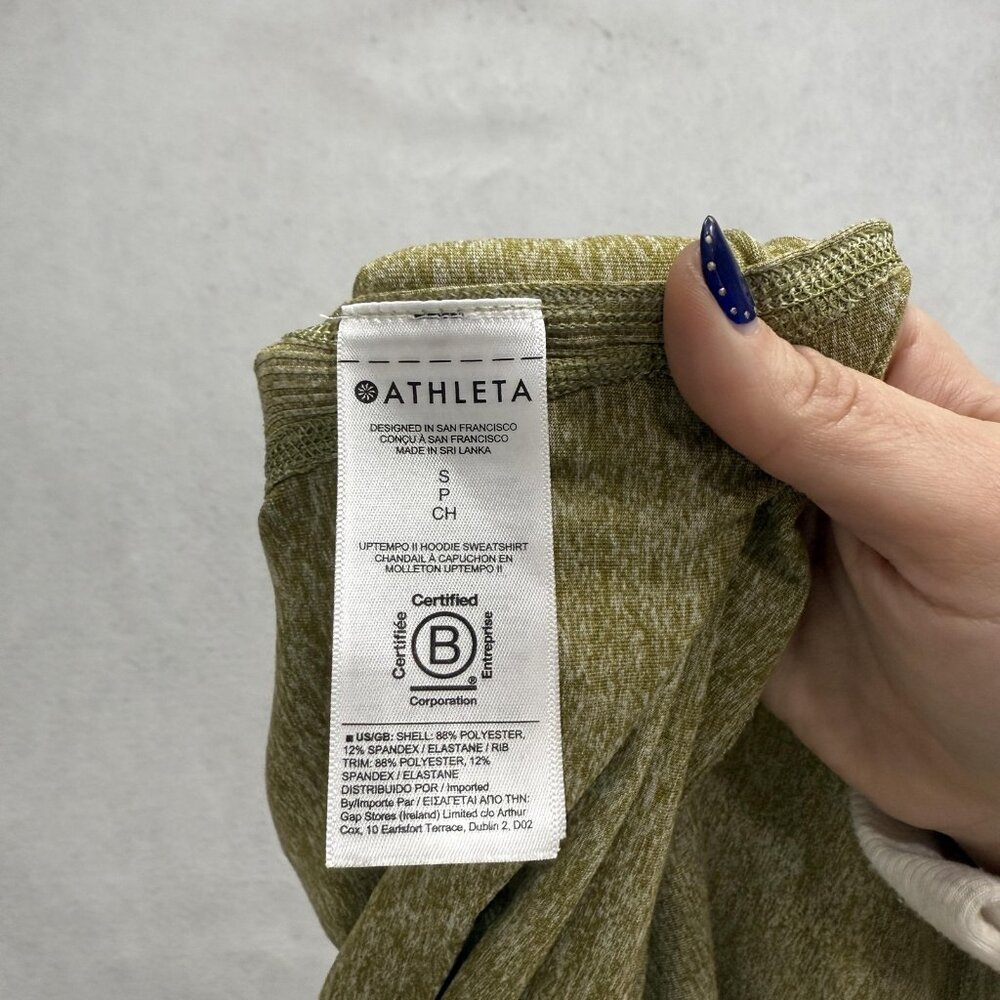 Athleta Hoodie Sweatshirt Womens Small Green Uptempo II Lightweight Thumbholes - Picture 7 of 11
